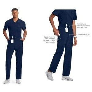 Infinity Cherokee Men's LARGE Scrub Pants Modern Fit Drawstring CK200A Navy Blue